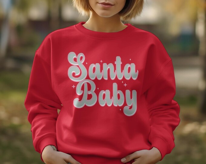 Santa Baby Retro Christmas Unisex Crewneck Sweatshirt - Vintage Santa Holiday Apparel, Vintage Holiday Tees, Matching Family Shirts