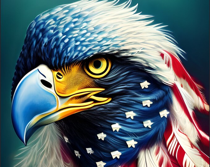 American Flag Wrapped Eagle, Freedom Eagle, Patriotic Eagle Giclee Art Print, Patriotic Eagle Print