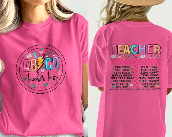 Retro Teacher Tour Tee, Comfort Colors ABCD Teacher Tour Shirt,  Back To School Shirt, ABCD Teacher Tour Mug, Gift for Teachers
