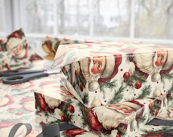 Vintage Santa&#39;s Favorite Wrapping Paper: {Gift Wrap, Birthday, Holiday, Christmas} Vintage Santa Holiday Gift Wrap, Custom Retro Santa Paper