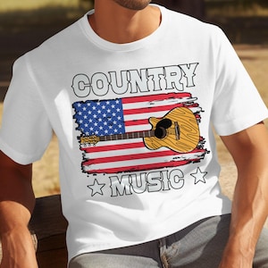 Country Music T-Shirt: USA Flag Guitar, Patriotic Tee