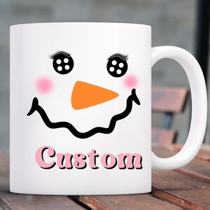 Custom Snowman Mug, Personalized Snowman Mug, Custom Name Cute Snowman Face Coffee Mug, Personalized Christmas Mug Team gift