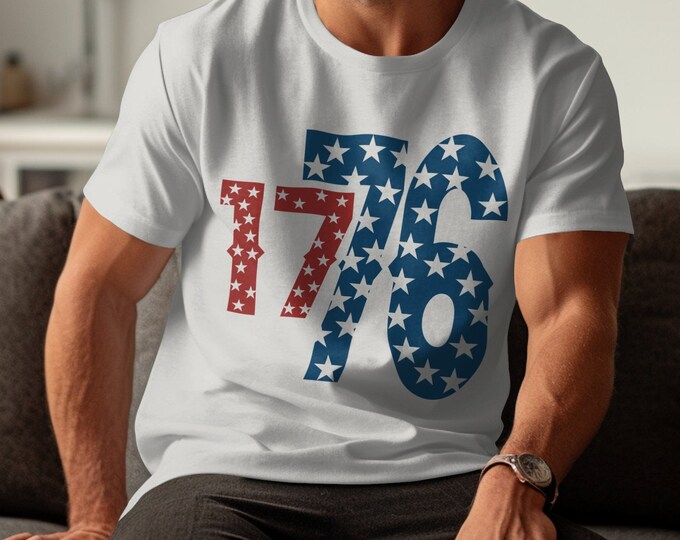 Patriotic 1776 T-Shirt, American Independence Day Tee, Fourth of July Shirt, USA Star Design, Vintage Patriotic Graphic Tee