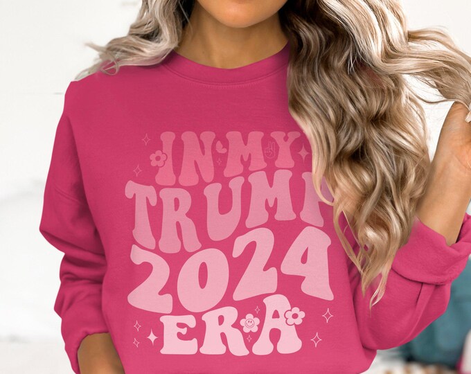 In my Trump 2024 Era Sweatshirt, Trump Supporter Shirt, Trump 2024 Election Shirt, Gift for Trump Fans, Political Rally Tee,Trump Era Candle