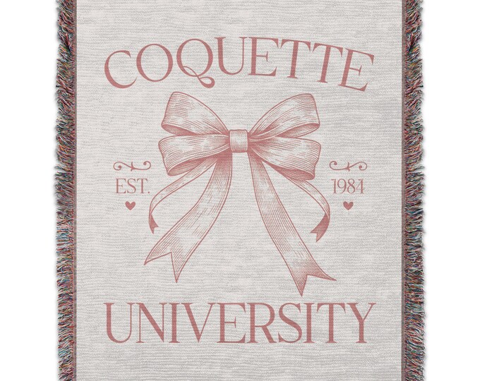 Coquette University Blanket Decorative Throw Blanket Est 1984 Bow Design Cozy Soft Throw Blanket Bedroom Decor 50'x60'