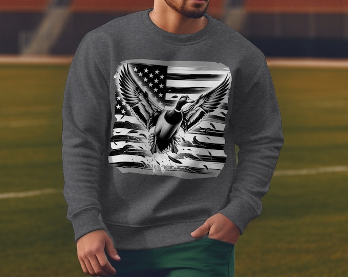 Patriotic Duck T-Shirt, American Flag Duck Design Tee, Bald Eagle T-Shirt, Fourth of July Apparel, USA Wildlife Graphic Shirt