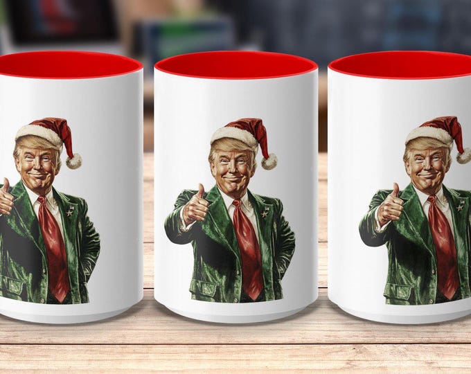 Trump Green Suit Funny Christmas Mug, Trump Thumbs Up Mug, Funny Trump Gift, Trump Christmas Mug, Gift for Republican, President Mug