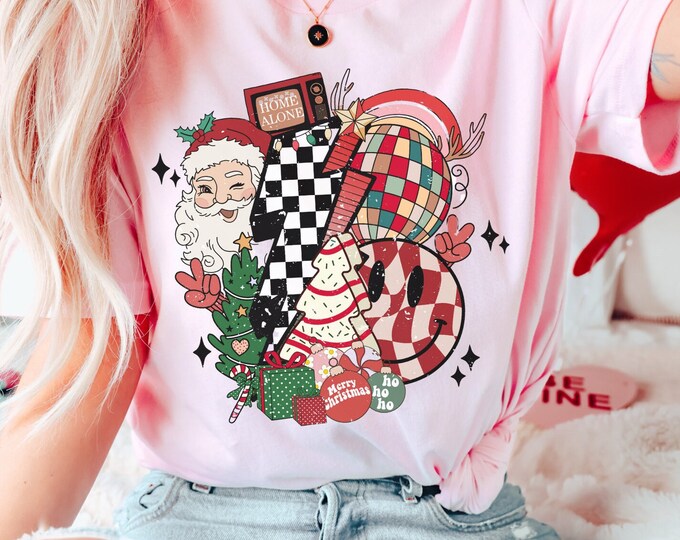 Retro Red Vintage Santa Unisex Tee, Retro Santa Tee, Groovy Santa Shirt, Vintage Christmas Apparel, Trendy Holiday