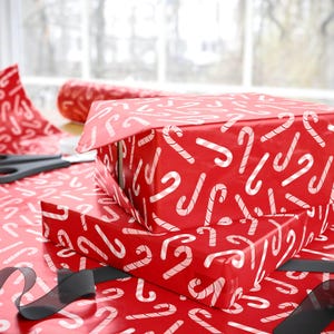 Red & Pink Candy Cane Christmas Wrapping Paper: {Gift Wrap, Birthday, Holiday, Christmas} Custom Gift Wrap, Candy Canes Holiday Paper