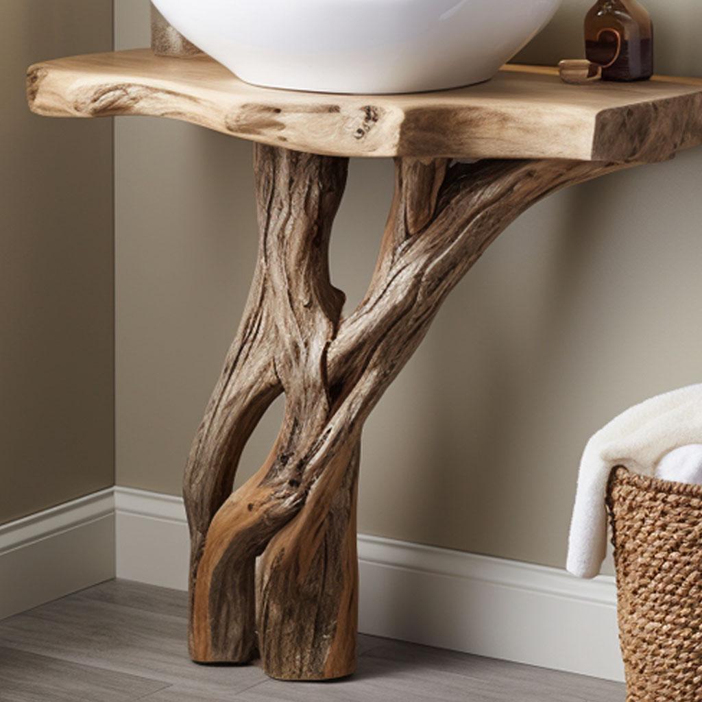 Reclaimed Bathroom Vanity Solid Wood Bathroom Sink Vanity Live Edge ...