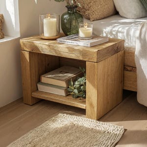 Handmade floating nightstand with drawer natural wood bedside shelf farmhouse floating table for bedroom rustic bedside table gift for home
