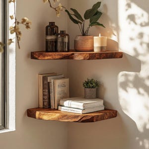 Corner wall shelf nursery bookshelf live edge floating shelf floating corner shelf bookshelf decorations housewarming gift