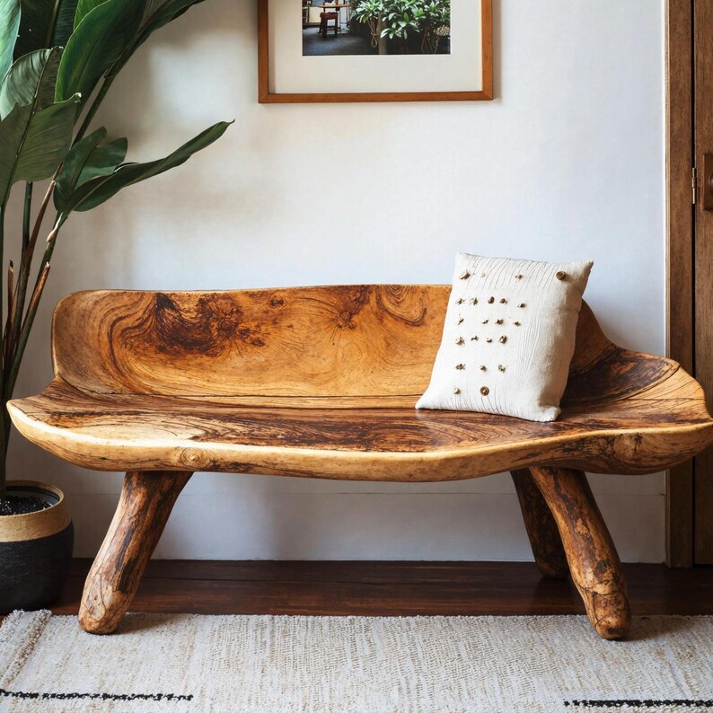 Rustic Solid Wood Entryway Bench Natural Wood Bench Reclaimed Bedside Table Hallway Shoe Rack ...