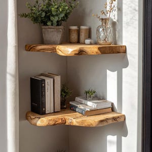 Corner wall shelf nursery bookshelf live edge floating shelf floating corner shelf bookshelf decorations housewarming gift