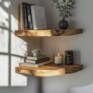 Floating corner shelf live edge floating shelf bookshelf decorations corner wall shelf nursery bookshelf housewarming gift