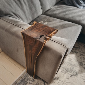Reclaimed shelf for sofa armrest farmhouse sofa couch arm table solid wood couch storage handmade sofa table living room furniture