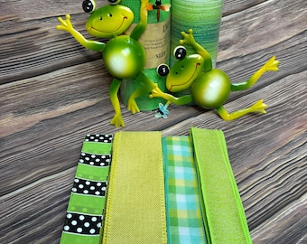 Kit para corona de ranas de primavera / Kit de decoración de ranas para hacer tú mismo / Kit para colgador de puerta /