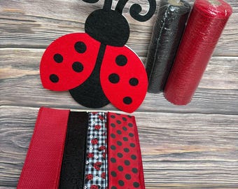 Paquete de decoración de mariquitas, kit para hacer coronas de primavera, materiales para manualidades con temática de jardín, colgador de puerta vibrante y original, conjunto de decoración veraniega para el hogar.