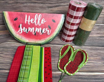 Kit de decoración y corona DIY con diseño retro de sandía "Hola Verano"