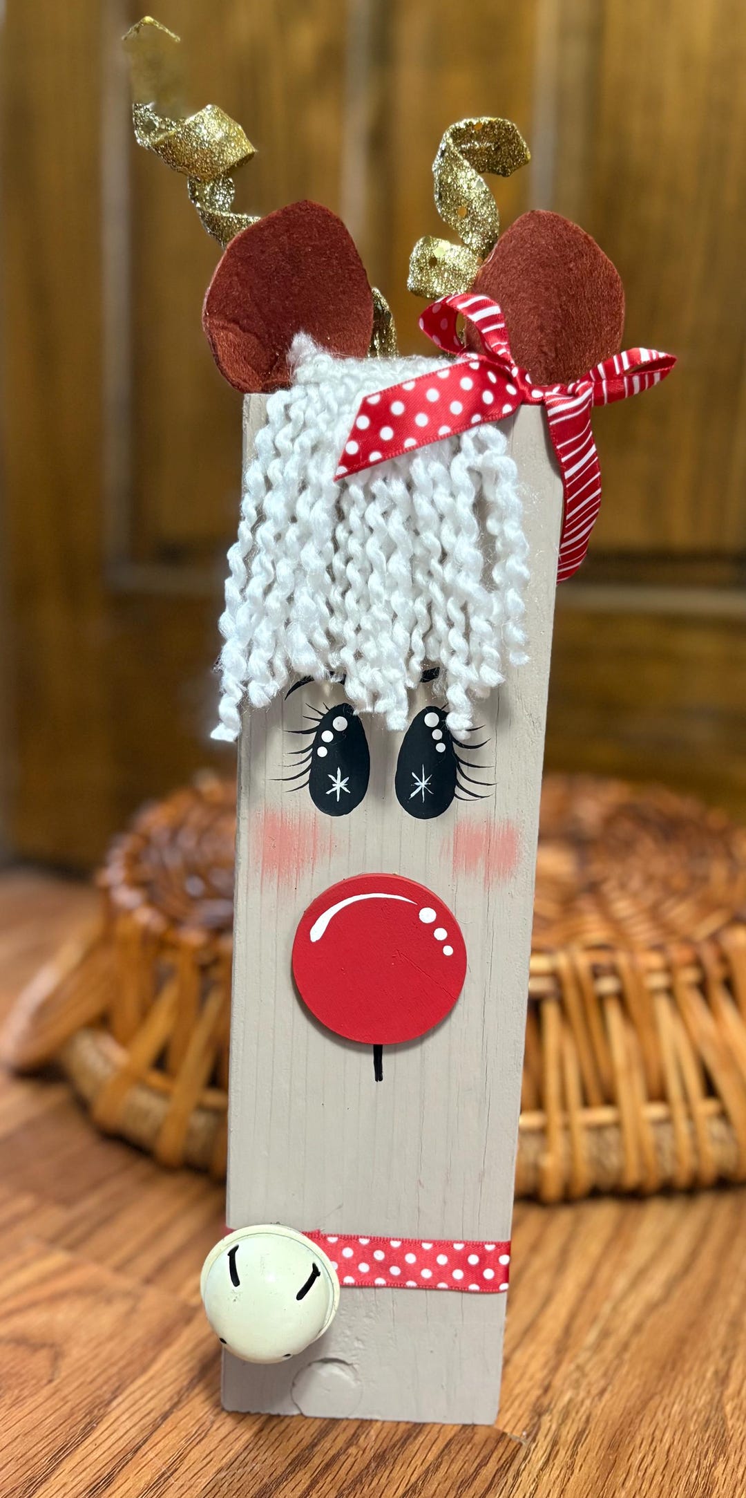 Standing Up Rudolph Stand up Rudolph Wood Block Christmas Decor - Hand-painted Rustic ...