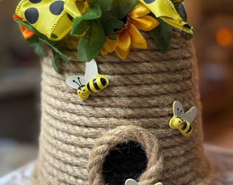 Colmena de yute extragrande hecha a mano / Decoración de primavera y regalo para el Día de la Madre
