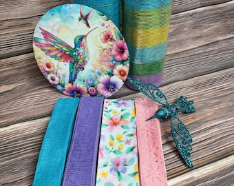 Kit vibrante para hacer coronas de colibríes, decoración floral veraniega para puertas (hazlo tú mismo), colorido set de manualidades para jardín, suministros originales para hacer coronas de exterior.