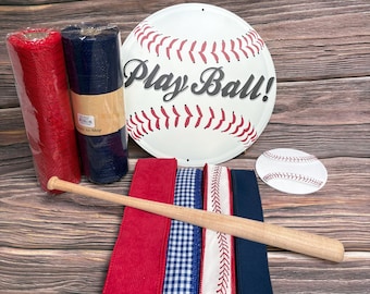 Kit para corona de béisbol, paquete de decoración DIY Play Ball, decoración deportiva para el hogar, fiesta de béisbol de primavera, regalo para aficionados al béisbol