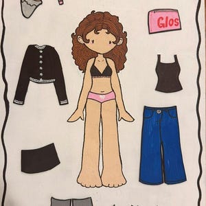 Paper Doll Printable Girl Kid Toys Craft Kit Digital Download Image PDF JPG