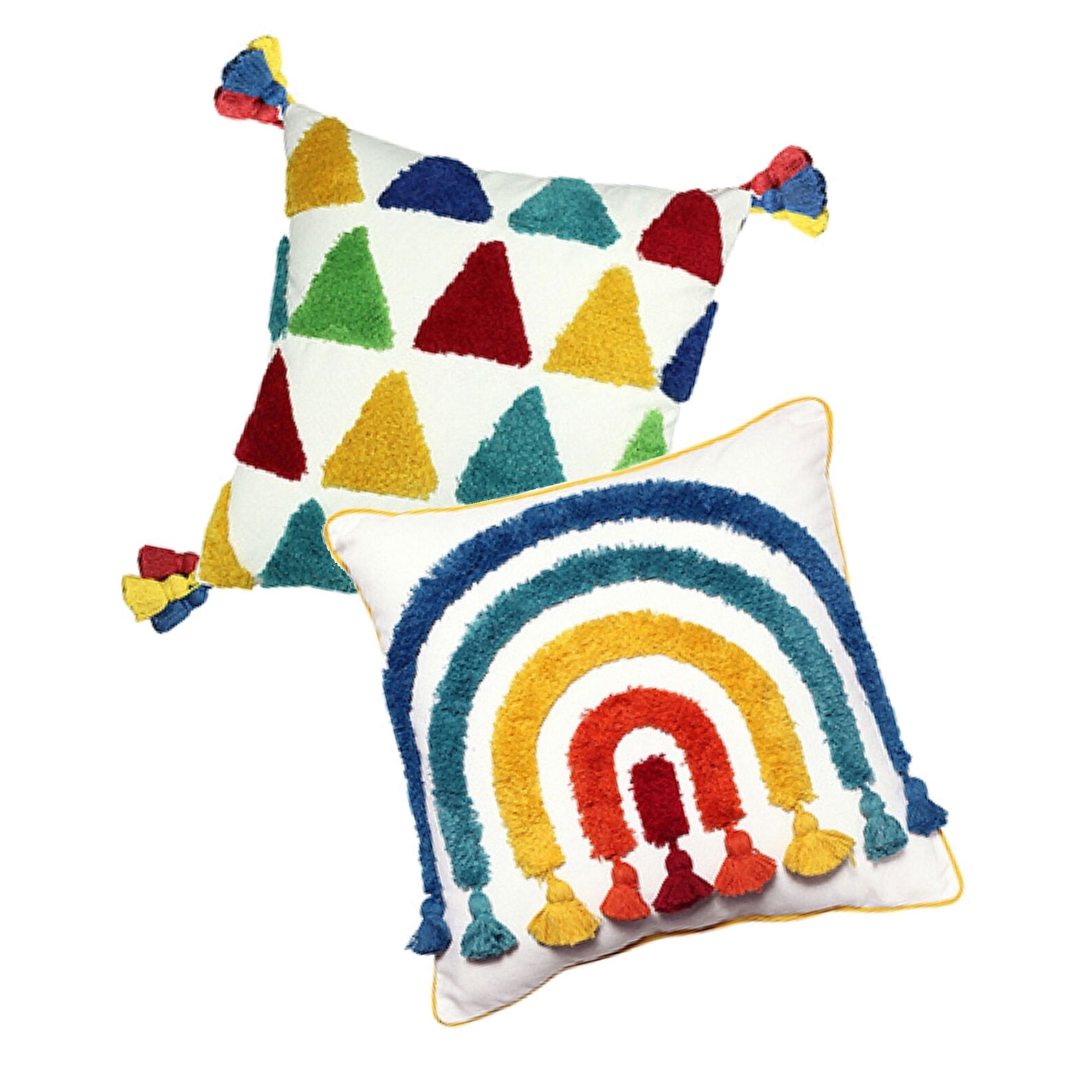 Colorful Pillow Cases Rainbow Pillow Covers With Tassels Etsy