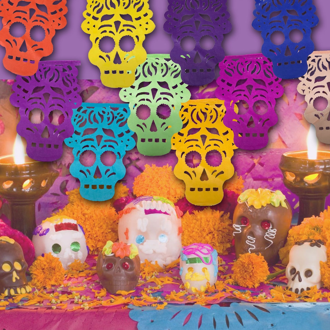 10 FT Catrina Colorful Papel Picado Dia De Los Muertos / Etsy 10 FT Catrina Colorful Papel Picado Dia De Los Muertos / Etsy