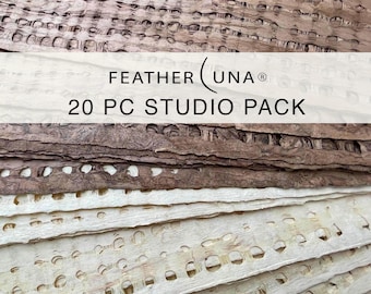 20 pc STUDIO PACK - Handmade Amate Paper Sheets | Natural Bark Paper |  for Wall Art, Shades, Bookbinding, Collage & Mixed Media