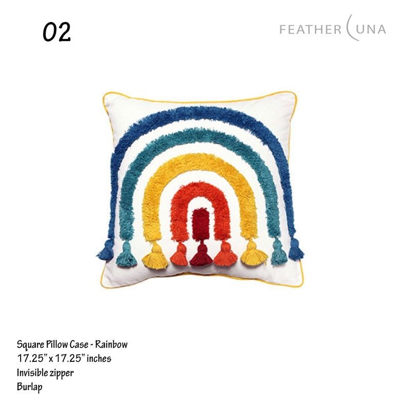 Colorful Pillow Cases Rainbow Pillow Covers With Tassels Etsy