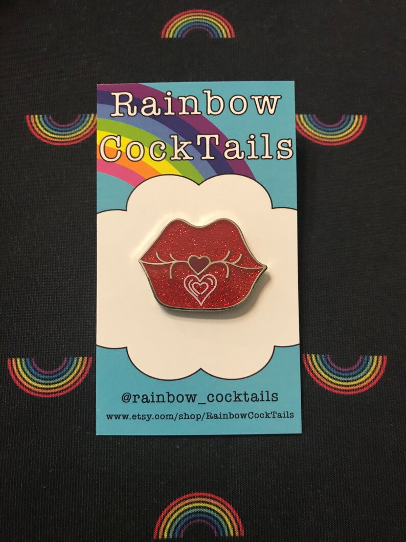 Blowing A Kiss Glitter Hard Enamel Pin