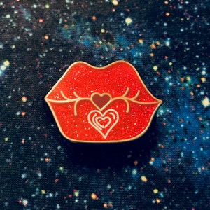 Blowing A Kiss Glitter Hard Enamel Pin