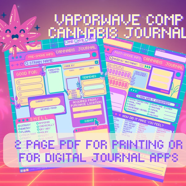 Vaporwave Cannabis Bud Journal