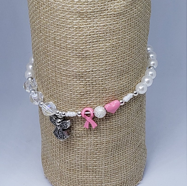 Pink Ribbon Breast Cancer Bracelet Personalized Cancer Bracelets Cancer Jewelry Breast Cancer Gifts Breast Cancer Survivor