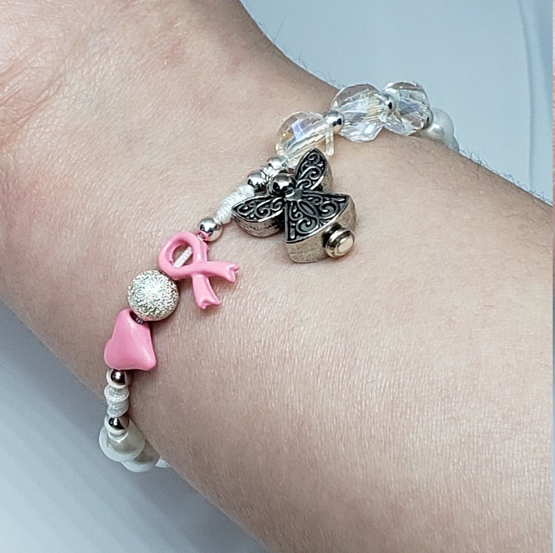 Pink Ribbon Breast Cancer Bracelet Personalized Cancer Bracelets Cancer Jewelry Breast Cancer Gifts Breast Cancer Survivor
