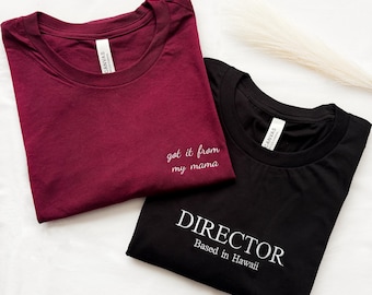 Custom Embroidered Women's T-Shirt, Personalized Baby Tee, Short Sleeve