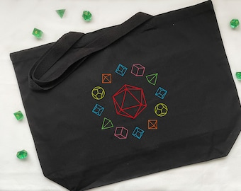Embroidered Tote Bag | Neon Dice