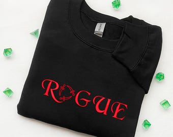 RPG Class Sweatshirt, Embroidered Crewneck, Minimalistic Hoodie