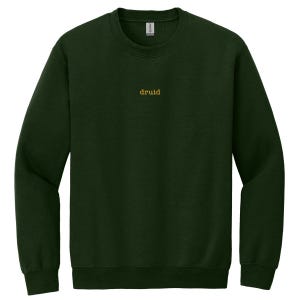 Druid Minimalist Sweatshirt | Embroidered Crewneck, Gamer Sweatshirt, RPG, Gaming Merch, Gifts for Gamers