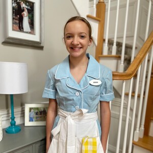 Blue and White Diner Waitress Uniform DRESS Hostess Retro Pinup Halloween Costume Custom Made