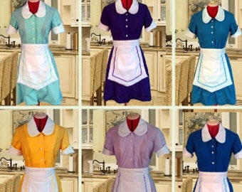 Diner Waitress Uniform DRESS Hostess Pinup Halloween Costume Retro Custom Made You Choose The Color