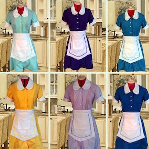 Retro Diner Waitress Uniform DRESS Hostess Pinup Halloween Costume Custom Made You Choose The Color