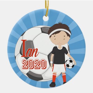 Soccer Boys Christmas Ornament Custom Made and Personalized Boys Keepsake Boy Sports Lover Gift Stocking Stuffer Boy Soccer Player