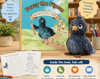 Percy The Pigeon: History’s Little Hero, Signed Educational Children’s Book, Personalized History Story Gift