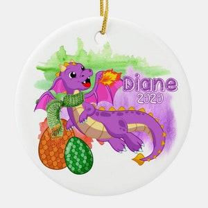 Purple Dragon Christmas Ornament Custom Made and Personalized Dragon Lover Gift Boy Girl Dragon Gift Stocking Stuffer