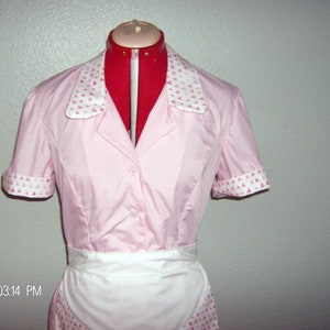 Pink Retro Diner Uniform Dress Costume Pinup Hostess Halloween Custom Made
