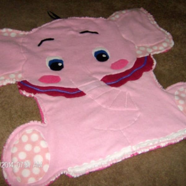 Baby Elephant Rag Quilt Circus Applique Shape Crib Blanket Floor Mat Pink