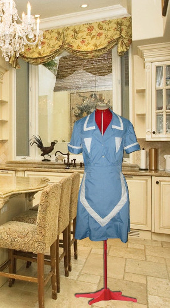 Blue Waitress Uniform DRESS Hostess Retro Pinup Diner Halloween Costume  Custom Made - Etsy
